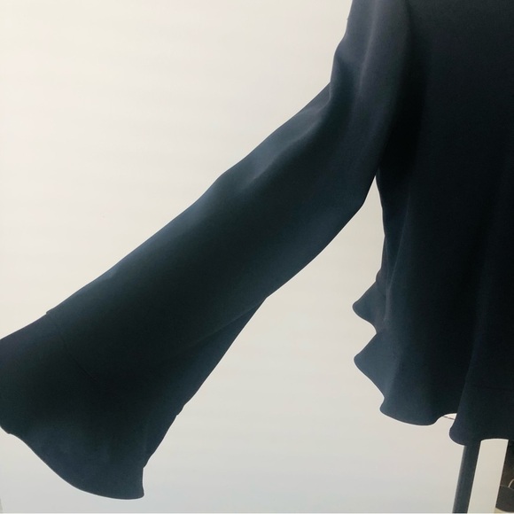 Stella McCartney Flowy Ruffle Bell Sleeve Tie Back  Blouse Black XS - Picture 4 of 7